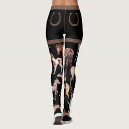 Legging Cavalos e ferraduras equinas preto e marrom
