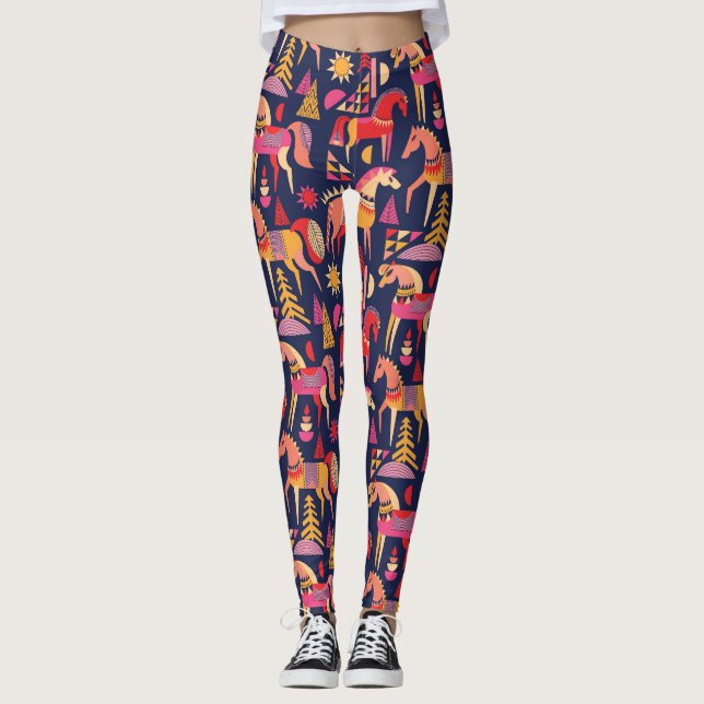 Legging Cavalos escandinavos: Design decorativa sem costur (Frente)
