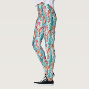 Legging Cavalos-marinhos com bolhas e algas marinhas
