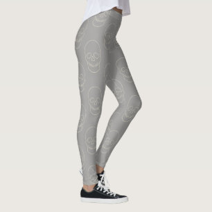 Legging Caveira - Cinza fantasma e branco ósseo