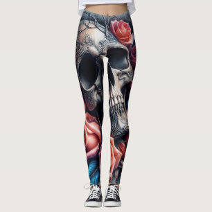 Legging Caveira com Rosas e Bluebird