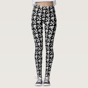 Legging Caveira e bósforos Pirata Design Preto e Branco