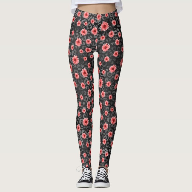 Legging Caveiras Vermelhas e Série de Girassóis Design 2  (Frente)