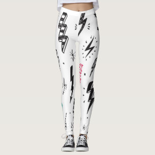 Legging Cavilhas de relâmpago, conjunto de rabiscos desenh