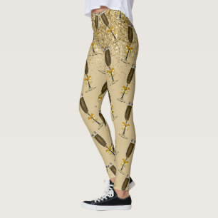 Legging Celebração de Ano Novo em Champagne com Brilho Dou