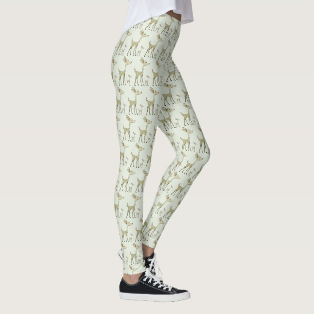 Legging Celebração de Natal Cervos Verdes Feriados Fofo (Direita)