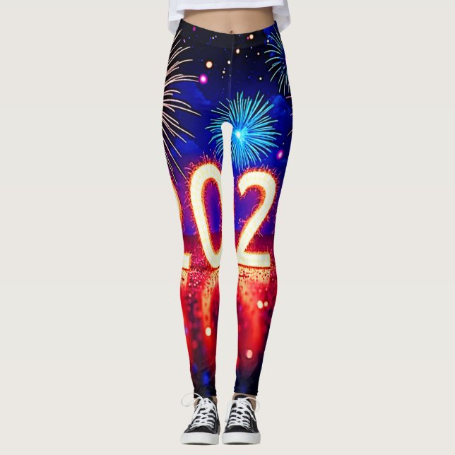 Legging Celebre 2026: Design de Faísca de Futuro Brilhante (Frente)