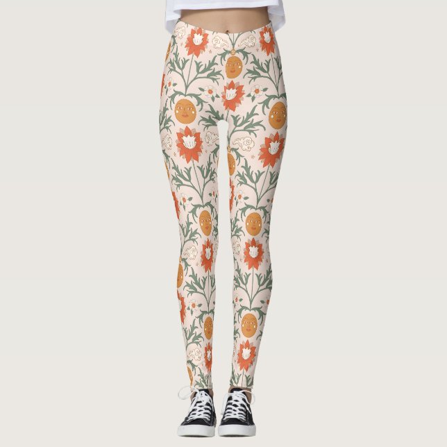Legging Celestial Floral Sunburst Seamless Pattern Design (Frente)