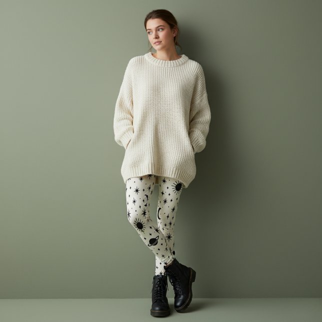 Legging Celestial Sun Moon Stars Cream (Criador carregado)