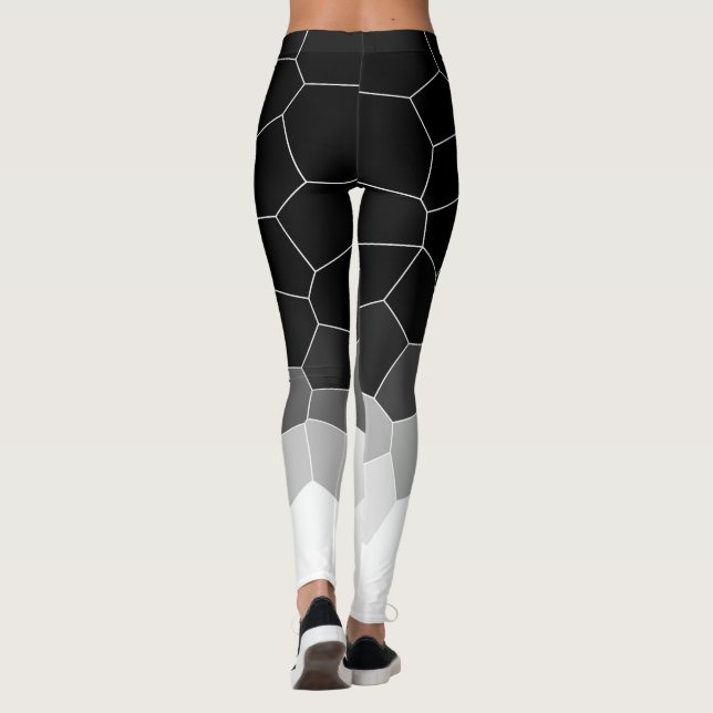 Legging Células brancas de Cinzas Abstrato de Minimalismo (Verso)