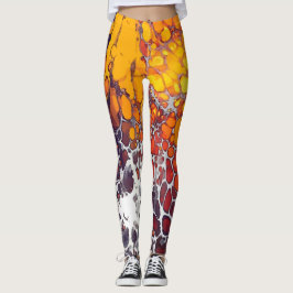 Legging Células graduadas, parte superior amarela, laranja