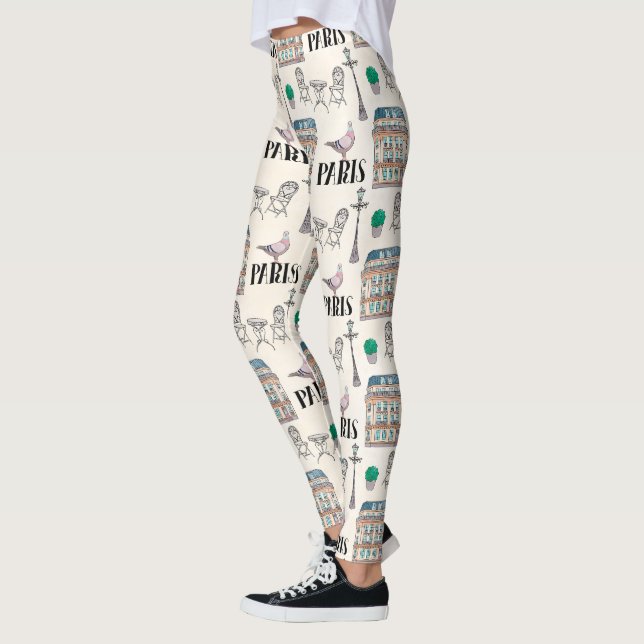 Legging Cena da rua Cute Paris | Watercolor |Marco (Esquerda)