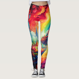 Legging Cena de Arco-Íris Vibrante em um Par de Moderno Pe