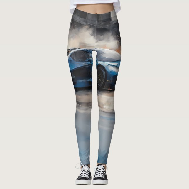 Legging Cena de Corrida Urbana Azul Dinâmica (Frente)