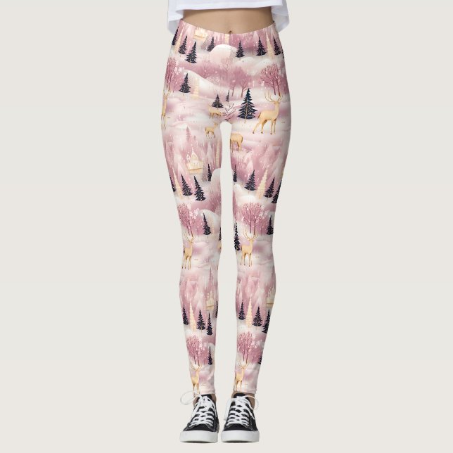 Legging Cena de Inverno Rosa Caprichosa (1) (Frente)