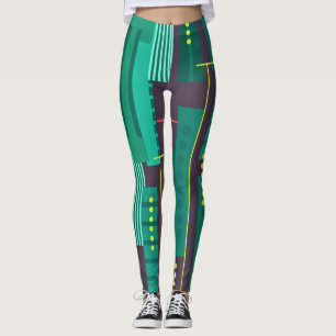 Legging Cerceta e exercício geométrico roxo do teste