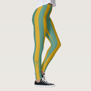 Legging Cerceta profunda e monograma picante da listra da