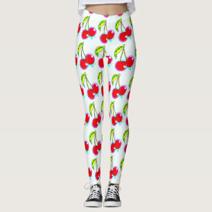 Legging cerejas vermelhas brancas