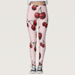 Legging Cerejas Vermelhas Glossy Retro Glam "Suculentas &<br><div class="desc">Leggings.</div>