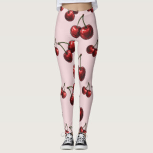 Legging Cerejas Vermelhas Lustrosas Retro Glam "Suculentas