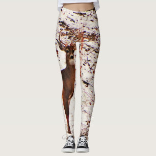 Legging Cervos na camuflagem de Camo das madeiras da neve.