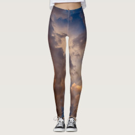 Legging CÉU AZUL IMPRESSO das caneleiras COM NUVENS