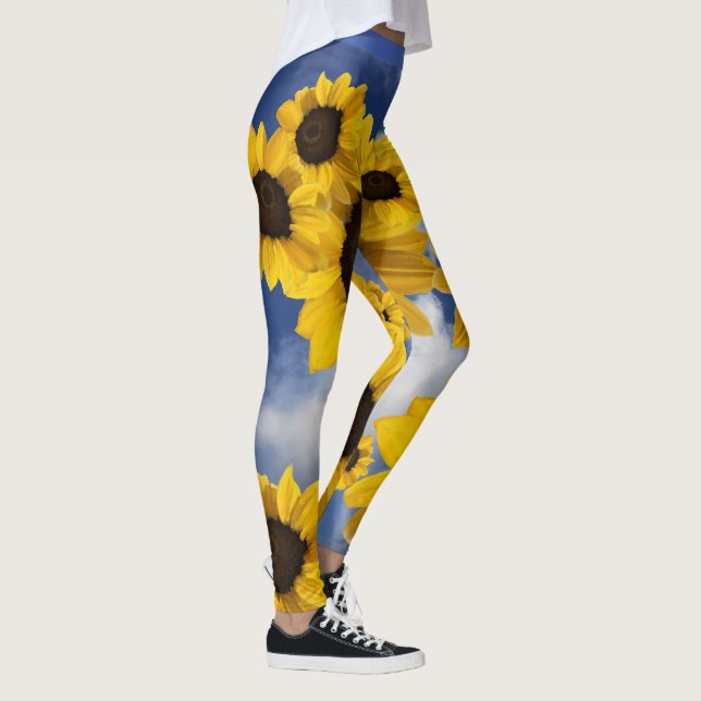 Legging Céu de girassol amarelo-claro e azul (Direita)