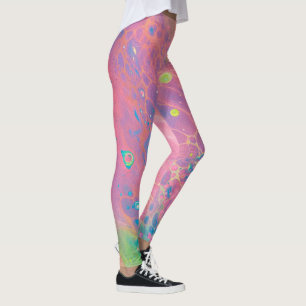 Legging Céu em Vênus Coral Cor-de-Rosa Galáxia Acrílica