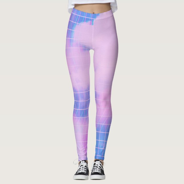 Legging Céu Estético Azul E Nuvens Rosa (Frente)