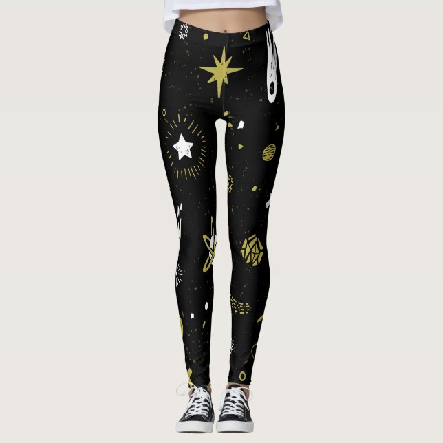 Legging Céu noturno: padrão cosmico perfeito. (Frente)