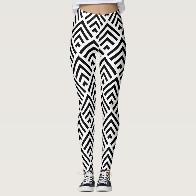 Legging Cevão geométrico preto e branco clássico moderno (Frente)