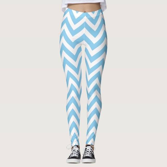 Legging Cevon de Tamanho Médio Branco e Azul Bebê (Frente)
