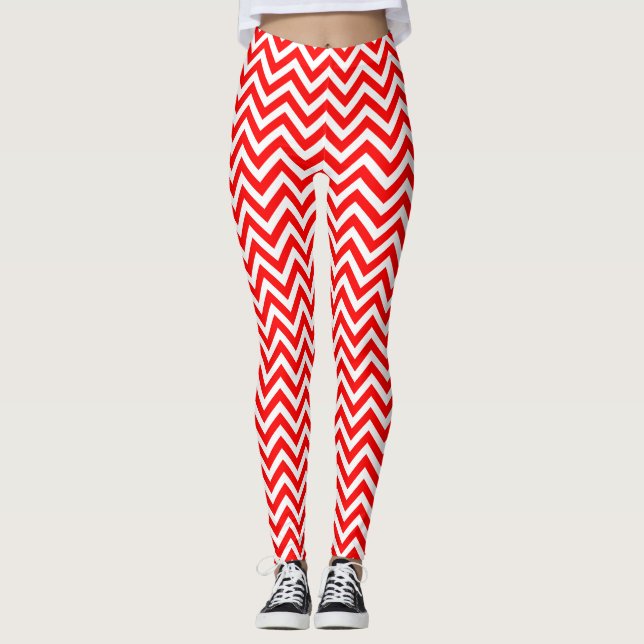 Legging Cevon de tamanho pequeno vermelho e branco (Frente)