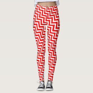Legging Cevon Diagonal de Pequeno Tamanho Vermelho e Branc