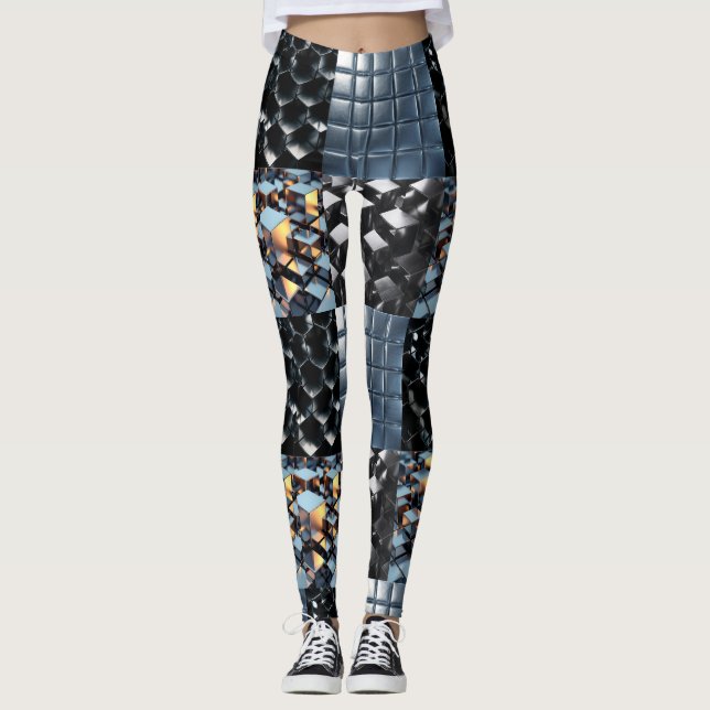 Legging CGI Metallic Cube Grid with Reflective Golden Ligh (Frente)