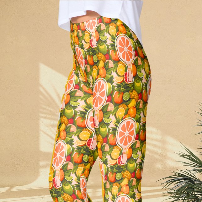 Legging Chá de Bebê Tropical Retro de Citrinos (Criador carregado)