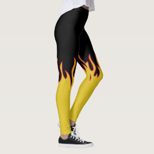Legging Chama de incêndio amarela, vermelha e preta