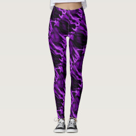 Legging Chama roxa e caneleiras pretas