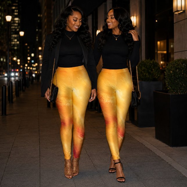 Legging Chama Solar Dourado e Abstrato Carmesim  (Criador carregado)