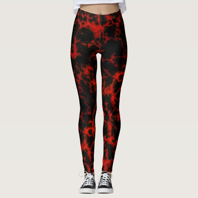Legging Chama vermelha e preta de energia (Frente)