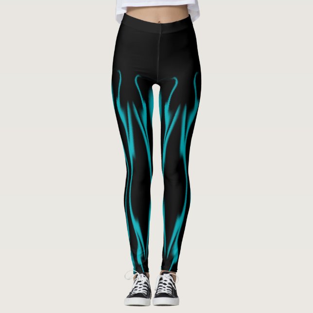 Legging Chamas Azuis c/Preto (Frente)