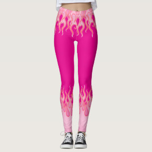 Legging Chamas cor-de-rosa, chamas de corrida, fogo, calor