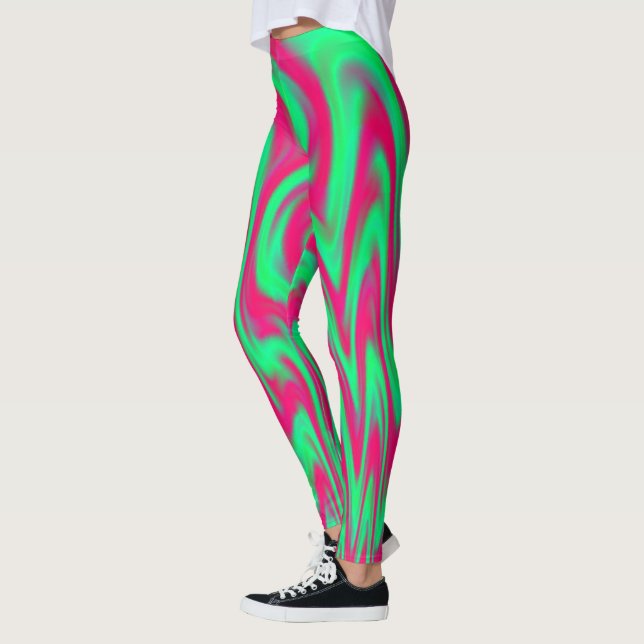 Legging Chamas Dançantes Rosa e Verde (Esquerda)