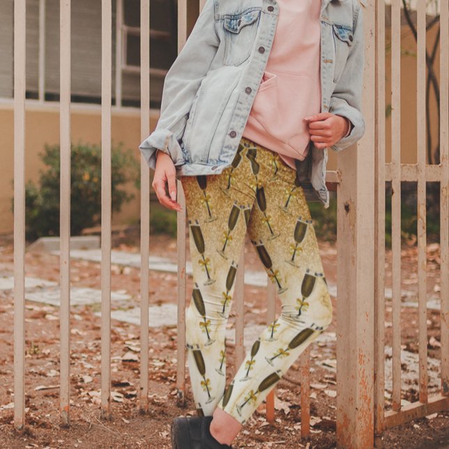 Legging Champanhe, Ano Novo Celebração Dourada (Criador carregado)