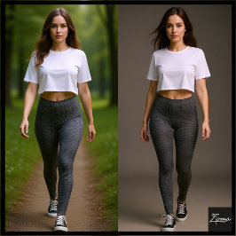 Legging Charcoal Gray Woven Glitch Textured Plaid