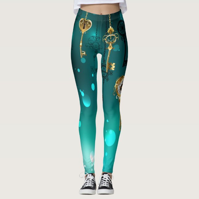 Legging Chaves de Esqueleto Anticas em Fundo Verde (Frente)