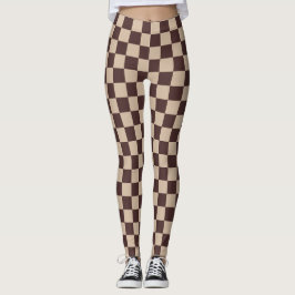Legging Checkerboard de café castanho