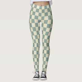 Legging Checkerboard verde e amarelo pálido