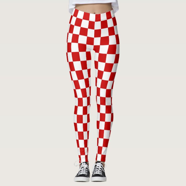 Legging Checkerboard vermelho e branco (Frente)