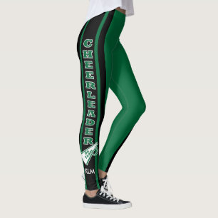 Legging Cheerleader do monograma verde escuro
